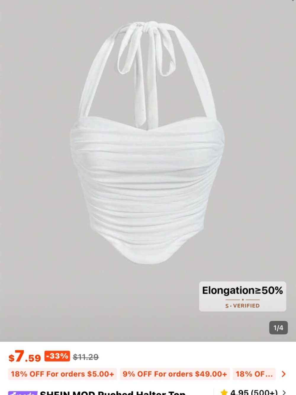 SHEIN White Ruched Halter Top
